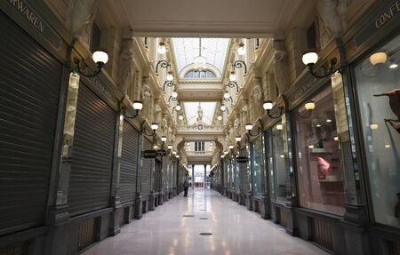 The Queens gallery occupy the northern half of the Saint-Hubert Royal Galleries, a complex of glazed shopping arcades in the historic center, built in 1847.のeditorial素材