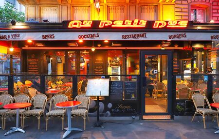 Au Petit Duc is traditional French restaurant located at Boulevard Bonne Nouvelle near Porte Saint Denis in Paris, France.のeditorial素材