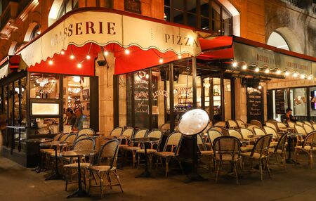 The traditional French cafe Chatelet at night , Paris, France.のeditorial素材