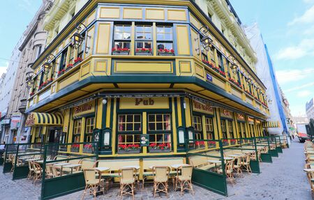 Drug Opera restaurant building in Gretry street, Grand Place , in the old town in Brussels, Belgiumのeditorial素材