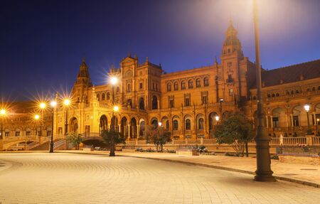 Spain Square -Plaza de Espana is in the Public Maria Luisa Park, in Seville. It is a landmark example of the Renaissance Revival style in Spanish architecture.の写真素材