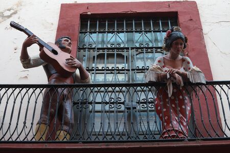 The facade of the Casa de Memoria in Seville. It is a cultural center of Flamenco. Seville is considered to be the birthplace of Flamencoのeditorial素材