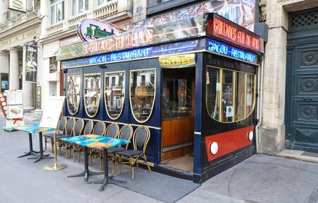 The Wagon restaurant is traditional French cafe located in Panoramas passage ,one of the oldest covered passages in Paris.のeditorial素材