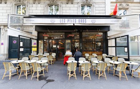 The traditional French cafe Les Ptits Gros located in the Montmartre, Paris, France.
