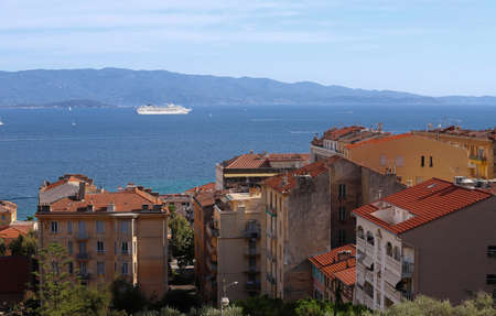 The aerial view of Ajaccio houses , Corsica island , France.の写真素材