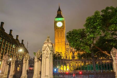The famous Big Ben clock tower at night, London, UK.の写真素材