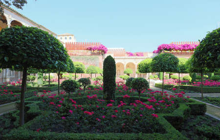 The garden of the Casa de Pilatos in Seville, Andalusia Spain.のeditorial素材