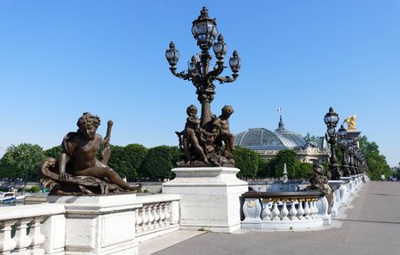 The famous Alexandre III bridge in Paris, Franceの写真素材