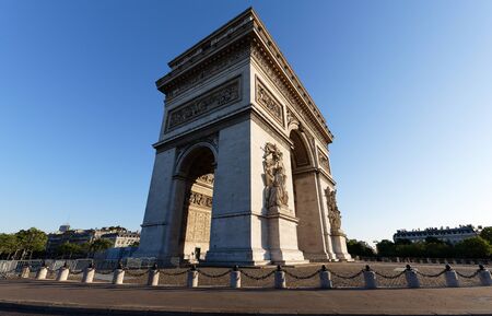 The famous Triumphal Arch at sunny day , Paris, France.の写真素材