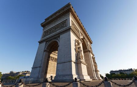 The famous Triumphal Arch at sunny day , Paris, France.の写真素材