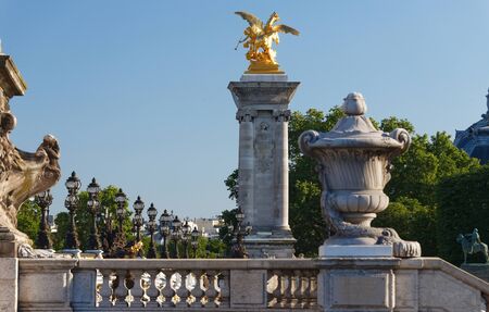 The famous Alexandre III bridge in Paris, Franceの写真素材