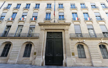 Paris, France-31 May, 2020 : The Ministry of National Education headquarters is located in the 18th century Hotel de Rochechouart on the rue de Grenelle in the 7th arrondissement of Paris.のeditorial素材