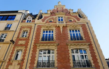 The red brick house in Flemish style seen in Paris, France.の写真素材