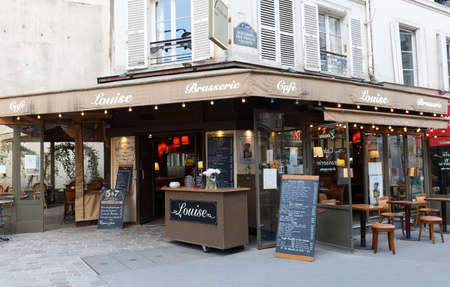 The traditional French vintage cafe Louise , Paris, Franceのeditorial素材