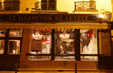The vintage restaurant Marmiton de Lutece located in Latin quarter , Paris, Franceのeditorial素材