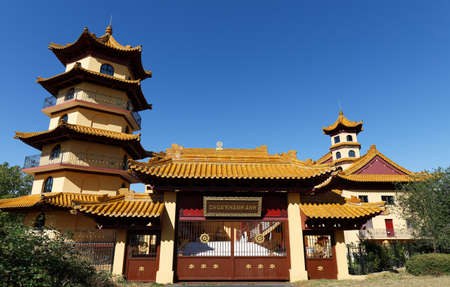 Khanh Anh is the biggest Buddhist Pagoda in Europe. Its located in Evry, 30km south of Paris, Franceの素材 [FY310153072604]