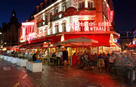 Brasserie Le Central is traditional French restaurant located in historic centre of Trouville , famous seaside resort.のeditorial素材