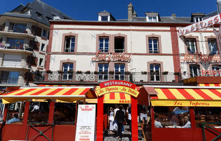 Les Voiles s traditional French restaurant located in historic centre of Trouville , famous seaside resort.のeditorial素材