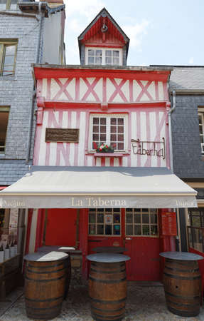 La Taberna is traditional French cafe located in historic centre of Honfleur, the famous resort in Normandy.のeditorial素材