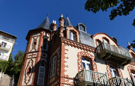 Luxury buildings on the coastline of Trouville, famous french resort in Normandyの写真素材