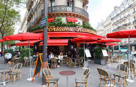 The Triadou Haussmann restaurant, traditional Parisian Brasserie, is located on boulevard Haussmann in Paris, France.のeditorial素材