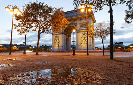 The Triumphal Arch in evening, Paris, France.の写真素材