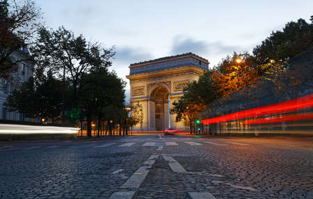 The Triumphal Arch in evening, Paris, France.の写真素材