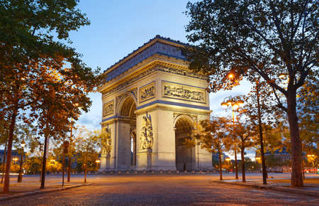 The Triumphal Arch in evening, Paris, France.の写真素材