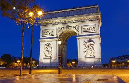 The Triumphal Arch in evening, Paris, France.の写真素材