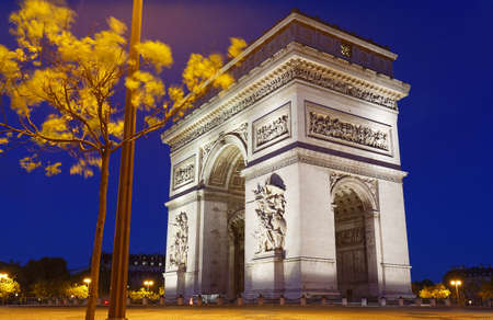The Triumphal Arch in evening, Paris, France.の写真素材