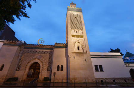 Great Mosque of Paris - Muslim temple at rainy night , France.の写真素材