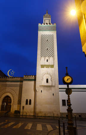 Great Mosque of Paris - Muslim temple at rainy night , France.の写真素材