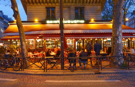 The traditional french brasserie located near Saint Lazare railway station, Paris, France.のeditorial素材
