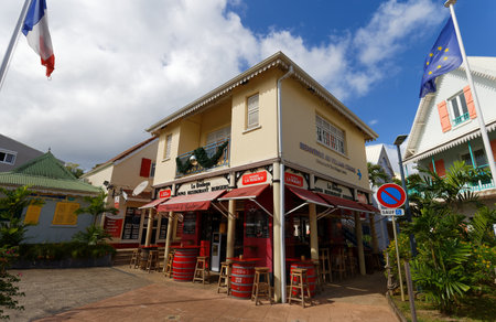 Bodega is a little caribbean restaurant located at the entrance of the Village Creole in Pointe-du-bout.のeditorial素材