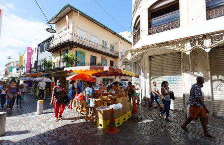 The street life of Fort-de-France city . Fort-de-France is the capital of Martinique island, Lesser Antillesのeditorial素材