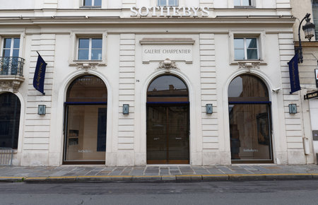 Sothebys is world-famous auction house with beautiful offices across the Elysee palace in Paris., France.のeditorial素材