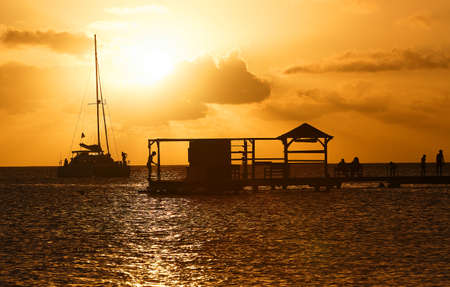 The sunset on Martinique island, French West Indies.の写真素材