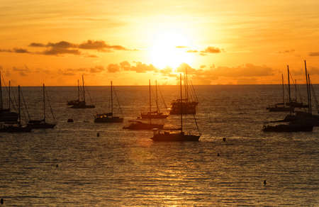 The sunset on Martinique island, French West Indies.の写真素材