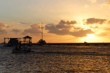 The sunset on Martinique island, French West Indies.の写真素材
