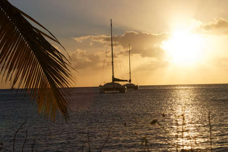 The sunset on Martinique island, French West Indies.の写真素材