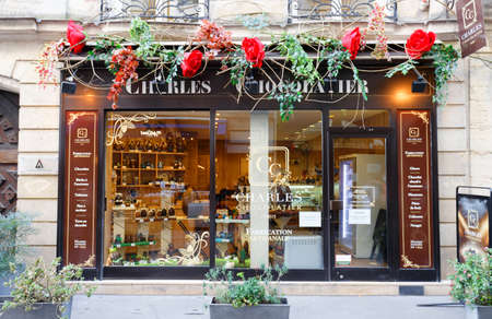 Created in 1910, family-run chocolate shop Charles only uses natural ingredients. It located on picturesque Montorgueil street in central Paris.のeditorial素材
