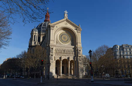 Church of St. Augustin , Paris. Built between 1860 and 1871, this church is located on the crossroads of Boulevard Haussmann and Boulevard Malesherbes.の写真素材