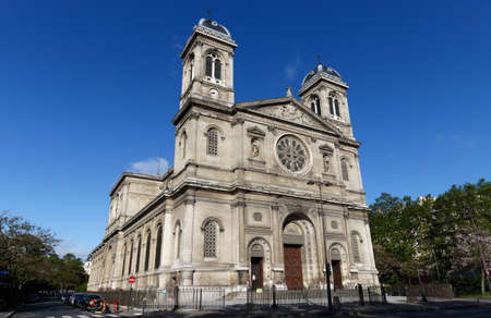 Church of Saint-Francois-Xavier seen from Boulevard des Invalides in Paris.の写真素材