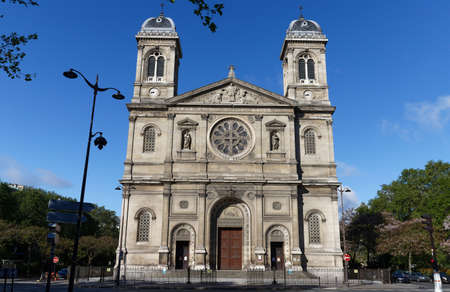Church of Saint-Francois-Xavier seen from Boulevard des Invalides in Paris.の写真素材