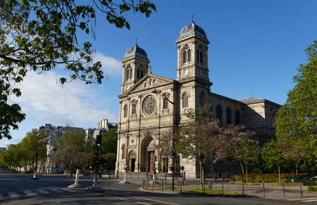 Church of Saint-Francois-Xavier seen from Boulevard des Invalides in Paris.の写真素材
