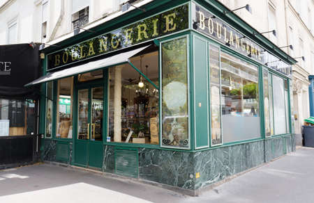 The vintage bakery and cake shop located in 11th district of Paris at famous Roquette street.のeditorial素材