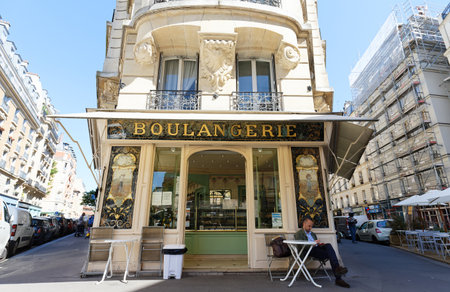 The French traditional bakery and pastry shop Bo located near Bastille square in Paris, France.のeditorial素材