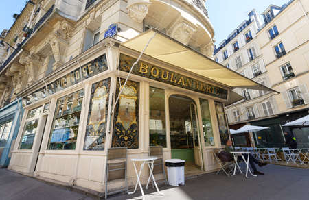 The French traditional bakery and pastry shop Bo located near Bastille square in Paris, France.のeditorial素材