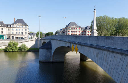 The Louis XV bridge, a bridge of three arches, was built in front of the Porte Notre-Dame ,now rue Solferino, and inaugurated in 1733 by the King. Compiegne.の写真素材
