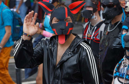 People take part in the Gay Pride - also known as the lesbian, gay, bisexual and transgender people- LGBT pride March 26 June 2021 at the streets of Paris, France.のeditorial素材